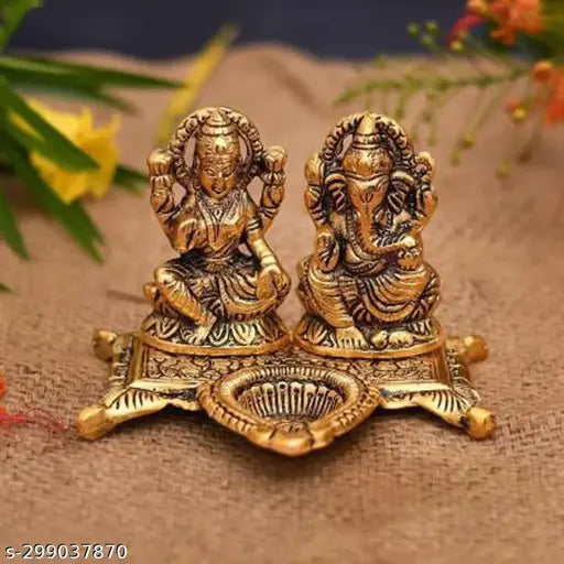 Laxmi Ganesh Diya Idol Set For Home,Temple,Office And Gifting Purpose Luck, Happiness and Prosperity L-B-H-15x11x10 cm