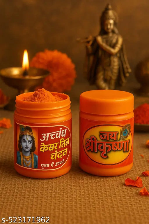 Divine Hub Kesari (Orange) Chandan Tika – 100% Pure Sandalwood Tilak Powder for Pooja, Tilak & Spiritual Rituals (Pack of 2)