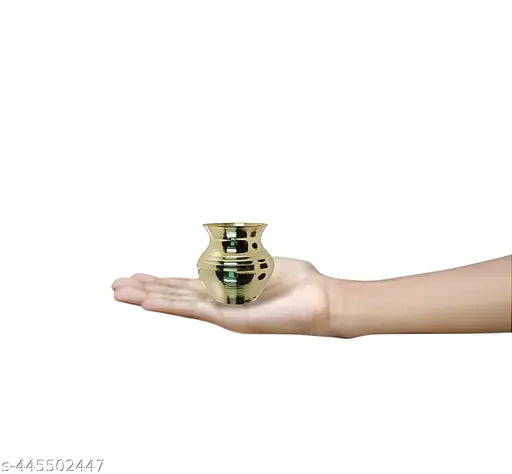 Decorative Brass Small Mangal Kalash 3 Pcs | Pittal Ka Lota for All Puja, Home, Office, Pooja Accessories - 5 cm