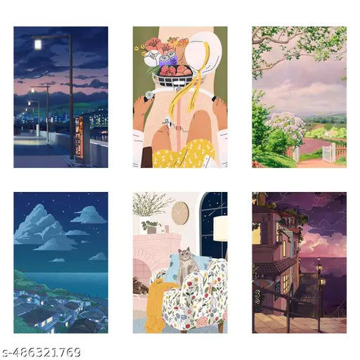 Anime Collection Posters, Set of 30, 4x6 inch each, Anime Aesthetic Scenery Wall Collage Kit, Anime Posters, Wall Posters Aesthetic, Room Decor Posters for Room Decoration