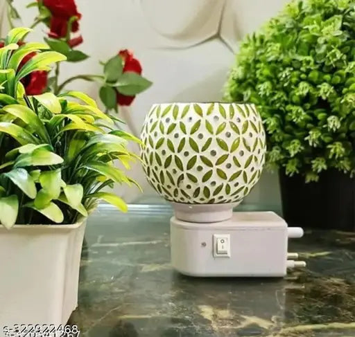 Shri Radha Krishna KAPOOR DANI Aroma Oil Diffuser With On Off Switch To Toggle For Burner & Lamp Glass, Plastic, Steel Incense Holder Set Kapoor Dani P6