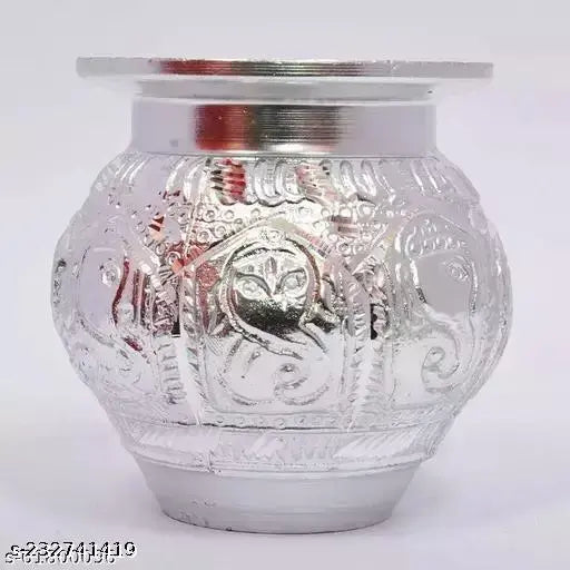 Silver Aluminium Pooja Lota | Handicraft Lota | Silver Lota for Puja | Water Storage Lota/Kalash/Chambu/Tumbler for Pooja/Pongal/Sankranti Puja/Wedding/Marriage/Karvachauth (Small)Puja Articles