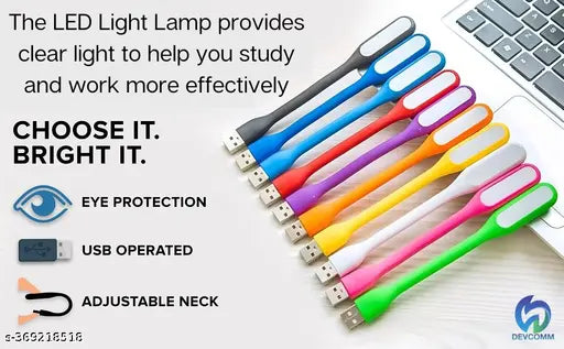 Overlays UneeQ Portable USB LED Light, Flexible LED Light for Laptop, Computer, Power Bank, Night Lamps Book Reading Lamp (Pack of 4)