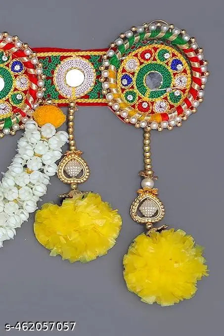Handmade Plastic Beads Handmade And  Latest Traditional Multi Zula Pearl, Mirror Work Mogra Plastic Beads Handmade Door Hanging Toran Bandarwal for Home Door,  inch.--608