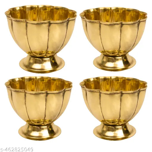 Putrika  Brass Chandhan | Kumkum | Turmeric | Sandal | Haldi | Bowl | Pooja | Puja | Holder | Roli | Stand | Multipurpose for Temple Home - Lotus Chandhan Bowl (4)