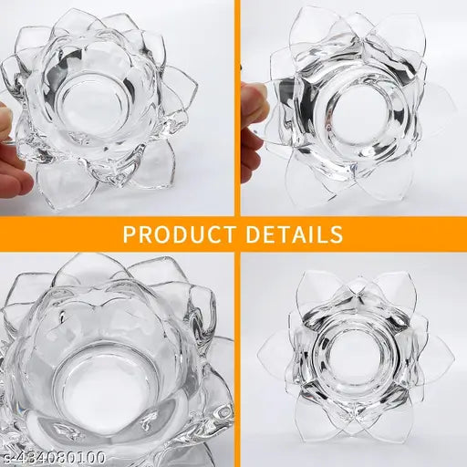 1-Piece Lotus Candle Holders, Tealight Tea Light Candle Holders, Votive Candle Holders Bulk, Clear Glass Candle Holder for Table Centerpiece, Wedding, Party, Home Decor