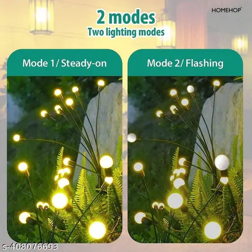 8 LED Solar Light Outdoor Swaying Firefly Garden lamp with 8 Led, Waterproof for Home Decor & Courtyard, Auto On/Off,Warm White (ABS Stainless Steel)