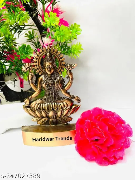 Haridwar trends Goddess Laxmi Idol Showpiece Copper Plated Lakshmi Murti Statue 11 cm (Metal, Brown) for Home Puja Decor Gifting Decorative Item, Lakshmi Ji ki Murti
