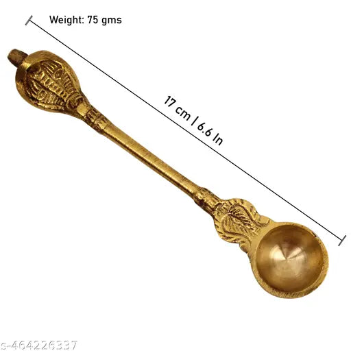 Putrika Traditional Handcrafted Brass Spoon | udarni | Snake Spoon panchpathiram panchapalli Spoon for Pooja|Worship - Snake Spoon