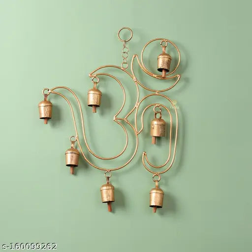 DULI Metal Windchime Om Wall Hanging, Feng Shui, Wall Art, Wall Decor, PositiveVibes, Rustic Wall Hangings, Wall Art, Festive Decor, Festive Decoration, Gift Big Om with Bells (13x10 inch)