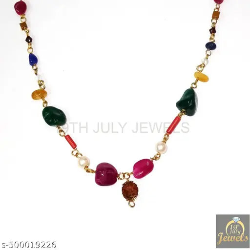 19th July Jewels-Navratan Crystal Necklace, 9 Planet Navgrah Chakra, Multi-Colour Religious Spiritual Accessory, 16g