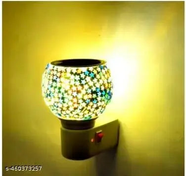 Kapoor Dani/ Oil Burner Cum Night Lamp with Switch Ceramic, Borosilicate Glass, Plastic, Steel, Glass Incense Holder Set  (Multicolor)  M14