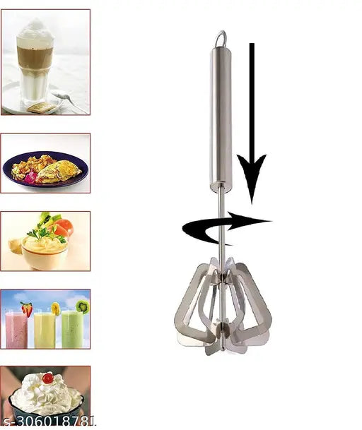veg-cutter &  Stainless Steel Hand Mixi/Handy churner/Hand Valona   2 in 1 Vegetable & Fruit Multi Cutter & Cutter Sharp Stainless Steel 5 Blade Vegetable Cutter with Peeler  Egg Beater Milk Frother, Kitchen Utensil for Blending Hand Beater Curd Maker/pow