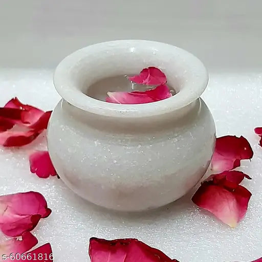 RS CRAFTS INDIA Handcrafted White Pure Marble small Lota for Pooja Marble Kalash White marble vessels Size (Height 5cm) Marble Kalash  (White)