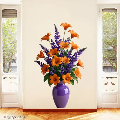 Krishna Sticker " Vintage Flower For Decoration " PVC Vinyl Wall Sticker (38 x 60 cms) - Material Vinyl