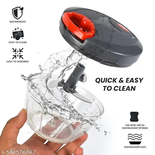 Mitrolia Handy Vegetable and Fruit Manual Onion Dry Fruit Salad Maker Vegetable Quick String Chopper Machine, Cutter – 3 Stainless Steel Blades (500 ml, Grey)