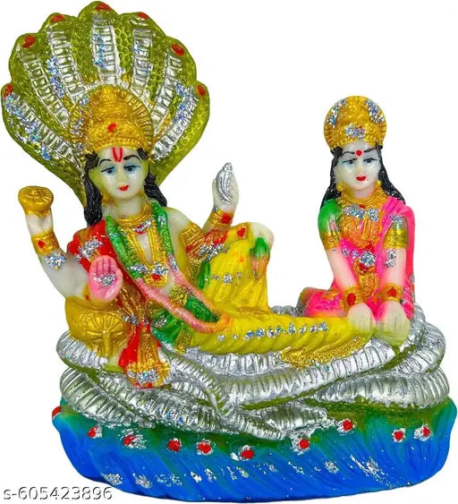 Laxmiji Vishnu murti gift idol Decorative Showpiece - 13 cm  (Polyresin, Multicolor)