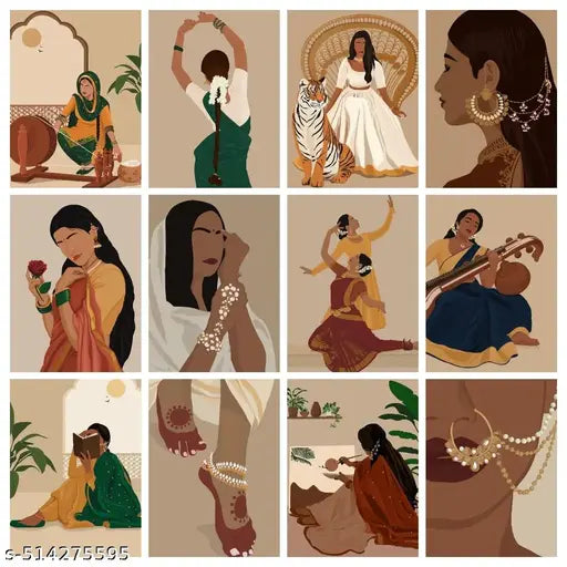 Set-12 Indian Traditional Women Poster for Room,Home wall Decore