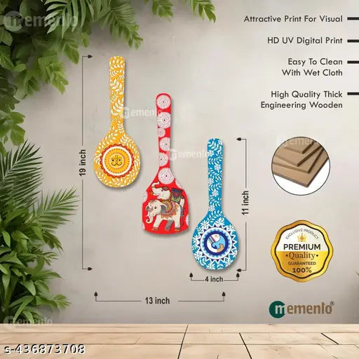 Vastu Design Spoon Shape Designer MDF Wall Hanging|Wall Decoration|Home Decor
