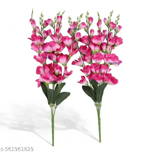 KanRaj ® Pink Gladiolus Artificial Flower  (25 inch, Pack of 2, Flower Bunch) Without Pot