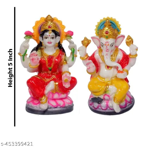 SEEMA HANDICRAFT Lord Laxmi Ganesh ji Murti Statue for Home Pooja Diwali Gift 5 Inch