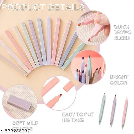 DOMS FLEXIFIND® Aesthetic Highlighter Pastel, 12 Pieces Highlighter Pen, Text Marker Pens, Highlighter, Pastel Highlighter, School Supplies Aesthetic for Journaling Note Take School Office Stationary