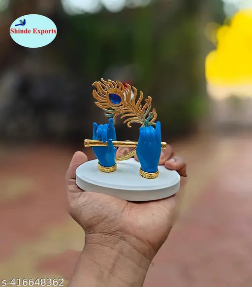 SHINDE EXPORTS Krishna Hand with Flute Statue murli Figurine Small Size for car Dashboard Table décor (blue)…