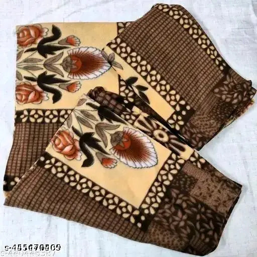 WOOLLEN DOUBLE BEDSHEET//WARM BEDSHEET FOR DOUBLE BED//BROWN WARM FLORAL BEDSHEET/ bedding set 1+2 with 2 pillow cover size 90*90