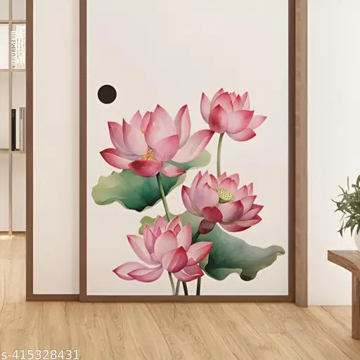 Shree Decore Beautiful Flower Wall Stickers - Self-Adhesive Home Decor Decals for Bedroom, Living Room, and Entryway