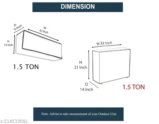 Ebring Split Ac Cover Set With Indoor and Outdoor Unit for 1.5 Ton Capacity AC | Waterproof & Dust Resistance| All Weather AC Cover (Grey Leaf)