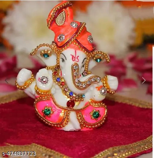 Meditating Stone Work Lord Ganesha Idols for Home Decor and Office Decor, Car Dashboard | Showpiece for Living Room | Ganesh Ji murti