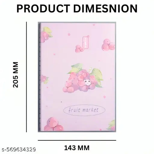 Kawaii 5 Pcs Fruit Themed Creative Thickened A5 Exercise Book Homework Book Note Book , 60 Pages Ruled Notebook For kids, Kawaii Notebook For Kids (Set Of 5)