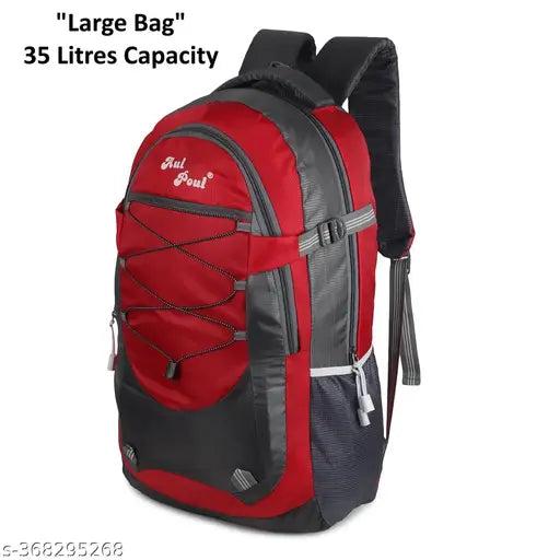 Large 35 L Black Casual Waterproof Laptop Bag/Backpack for Men Women Boys Girls/Office School College Teens & Students (red & frey)