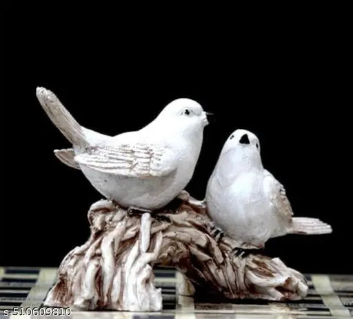 Beautiful home decor showpiece. Love birds pair. Decorative gift item Birds Sitting On Tree Branch Figurine Home Decoration Showpiece Chidiya Statue for Home Decor Item Sparrow Pair Showpiece (White)