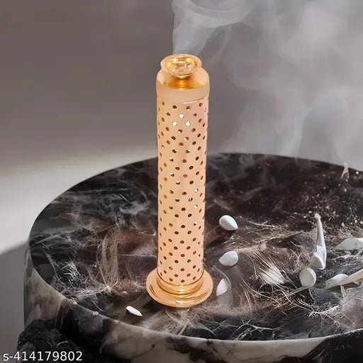 Stainless Steel Incense Stick Holder with Ash Catcher & Dhoop Holder - Ideal for Home, Office, & Temple Use | Agarbatti Stand | Incense Stick Holder | Handcrafted in India (Set of 2, Copper)