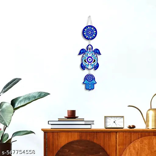Hastkala Premium Vastu Turtle Wooden Wall Hanging for Home Décor| Living Room | Wall Decoration Gift Items - Multicolor, (21' Inch x 6.5' Inch), Pack of 3