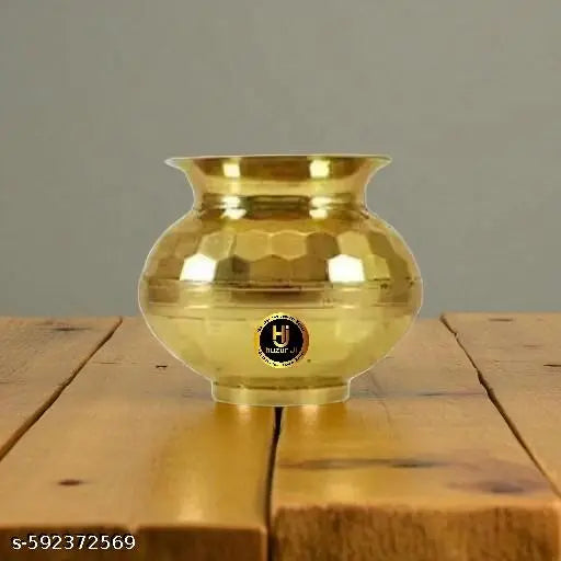 HUZUR JI pooja samagri brass ka lota pooja lota Brass Pooja Lota/Designer Lota/Pure Brass Lota/Flower Cutting Lota Brass Kalash (Gold) Set Of 1 Brass Kalash.