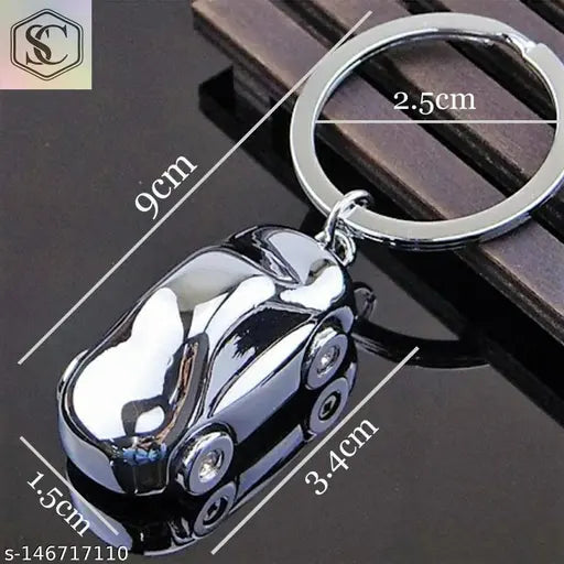 Stylish Men Silver Metal Sports Car Keychain (Pack-1)