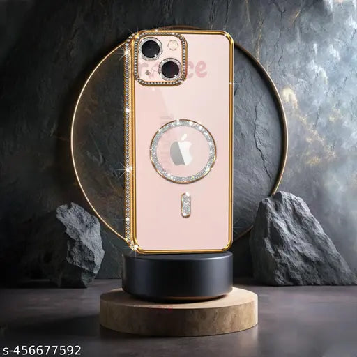 Magnetic diamond Rhinestone Encrusted iphone 13-gold