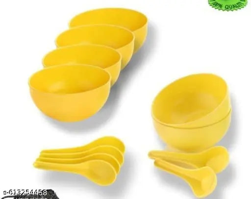 Microwave Safe and Unbreakable 6 Plate,6 Bowl ,6 Spoon Round Full Plates with Bowl - Pack of 18 Plates