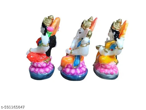 Laxmi. Ganesha Saraswati Idol for Home & Office Decoration | 10x5x5 cm, 300g | Premium Decorative Showpiece for Mandir, Pooja Room, Table & Gift | Traditional Hindu God Statue for Diwali, Festivals & Auspicious Occasions.
