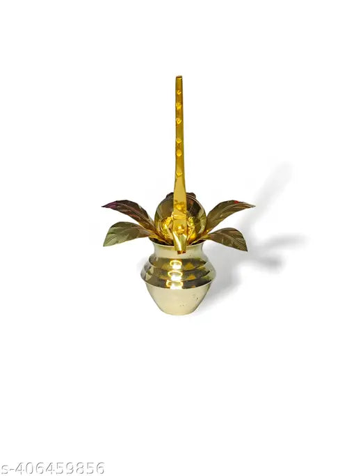 Pure Brass (Pital) Mangal Kalash (Ghot) ,Brass Nariyal, Brass Amra Pallav (Mango Leaves) Set