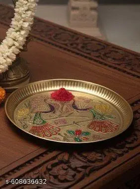 Galaxygift ( 7 INCH )Brass plate for puja | Pooja items for Pooja Room | brass plates | pooja plate | Brass Pooja Thali)Brass plate for puja | Pooja items for Pooja Room | brass plates | pooja plate | Brass Pooja Thali / / BRASS PLATES 100% PURE BRASS