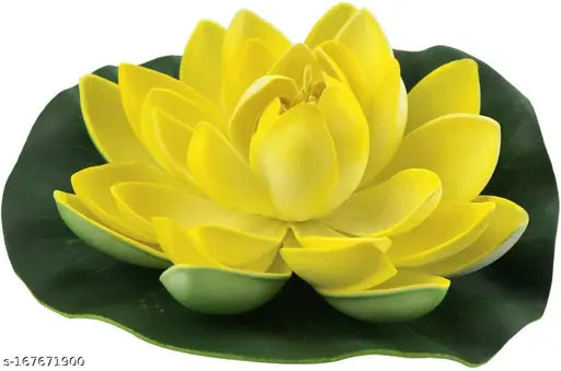 Floating Lotus yellow Assorted Artificial Flower  (7 inch, Pack of 1, Single Flower)