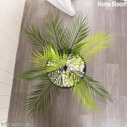 Home Bloom Artificial Areca Palm Plant for Home, Office Decor | 9 Stems Plant(Without Pot 55 cm)/Light Green Color Leaves | home decor living room