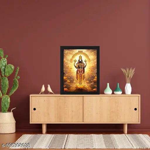 Bharat Enterprises Divinity Eternity Spirituality Tirupati Balaji Venkateswara Swamy Wooden Photo Frame with Wall Hook,8x10 inches_TPB_76