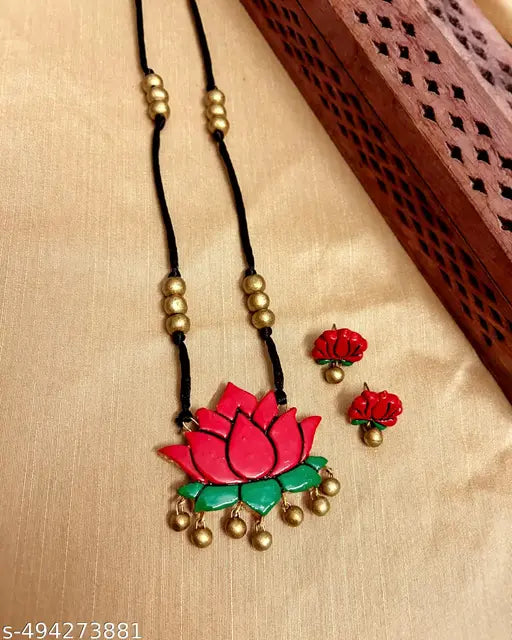 Stylish Terracotta Handmade Jewellery ," Traditional Jewellery With Earrings ," Designer Pendant Jewellery ||#latest