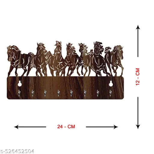 Cloqo Decor -Horse Design Mask Holder Wood Key Holder -041