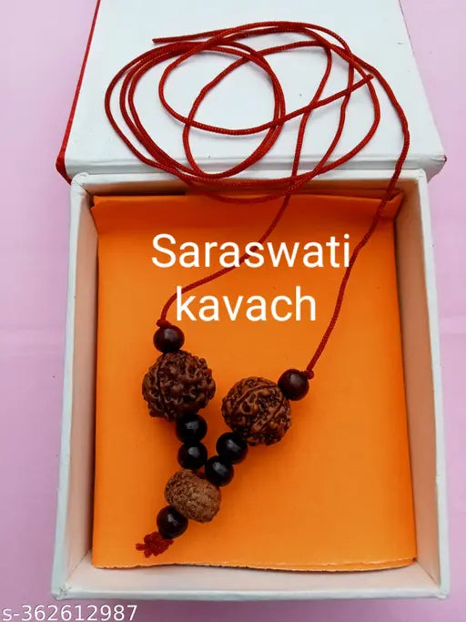 LORD SHIVA METALS Saraswati Rudraksha Kawach/Pendant for Students, Certified Siddha, Sinks In Water For All Rashi