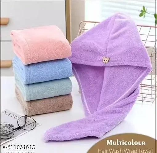 Hair Towel Wrap Turban Microfiber, Hair Drying Towels Quick Dry Hair Hat Drying Shower Head Towels Wrapped Bath Cap Anti Frizz Hair Care Dryer Towel for Women Girl Wet/Long/Curly/Thick Hair Shower Caps heavy quality hair wrap towel (EXPORT QUALITY) (MULTI